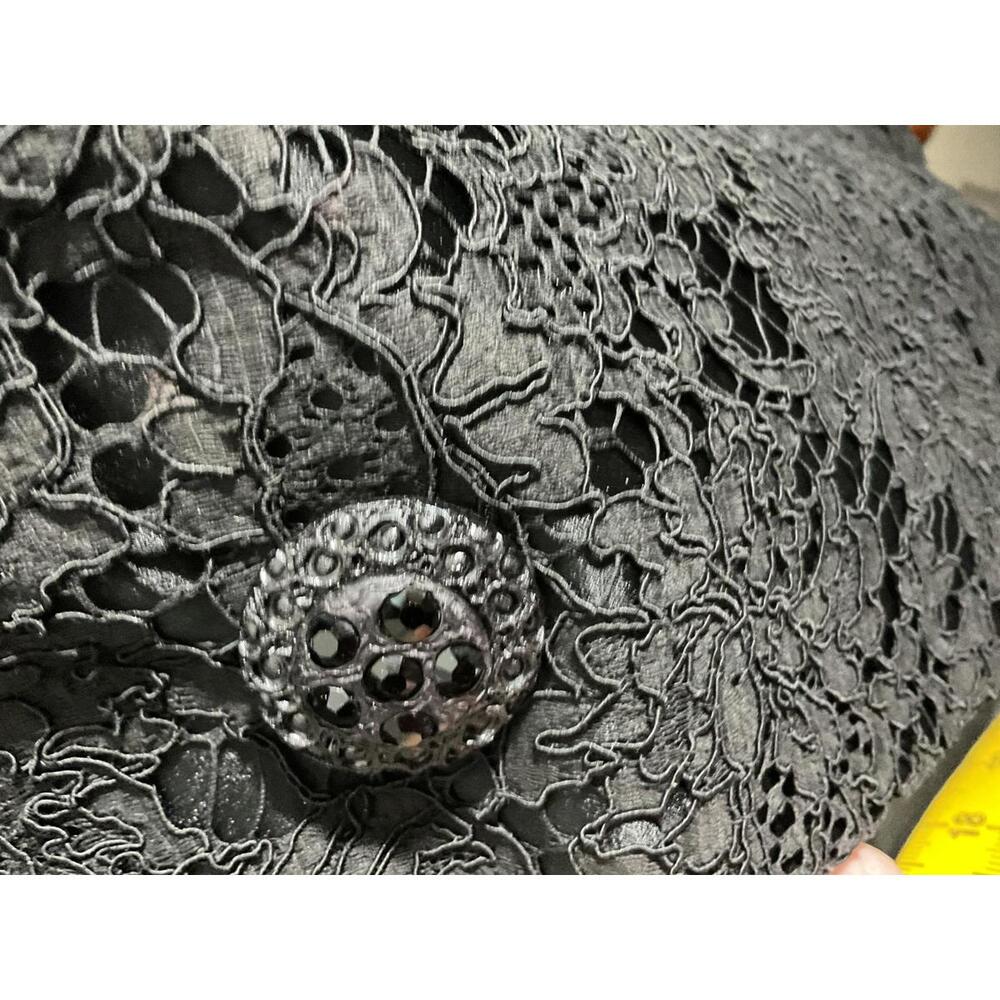 Elegant Black Lace Bolero Jacket with Beautiful Jeweled Buttons Large/XLarge - Picture 14 of 14